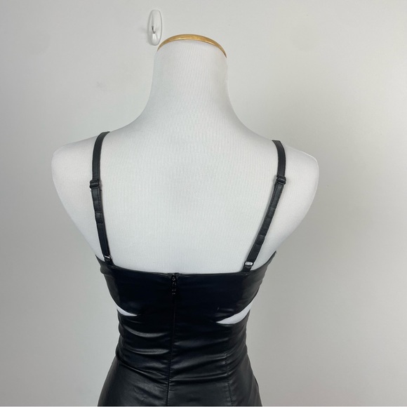 House Of CB Thalia Vegan Leather Ruffle Hem Mini Dress Size XSmall - Picture 9 of 11